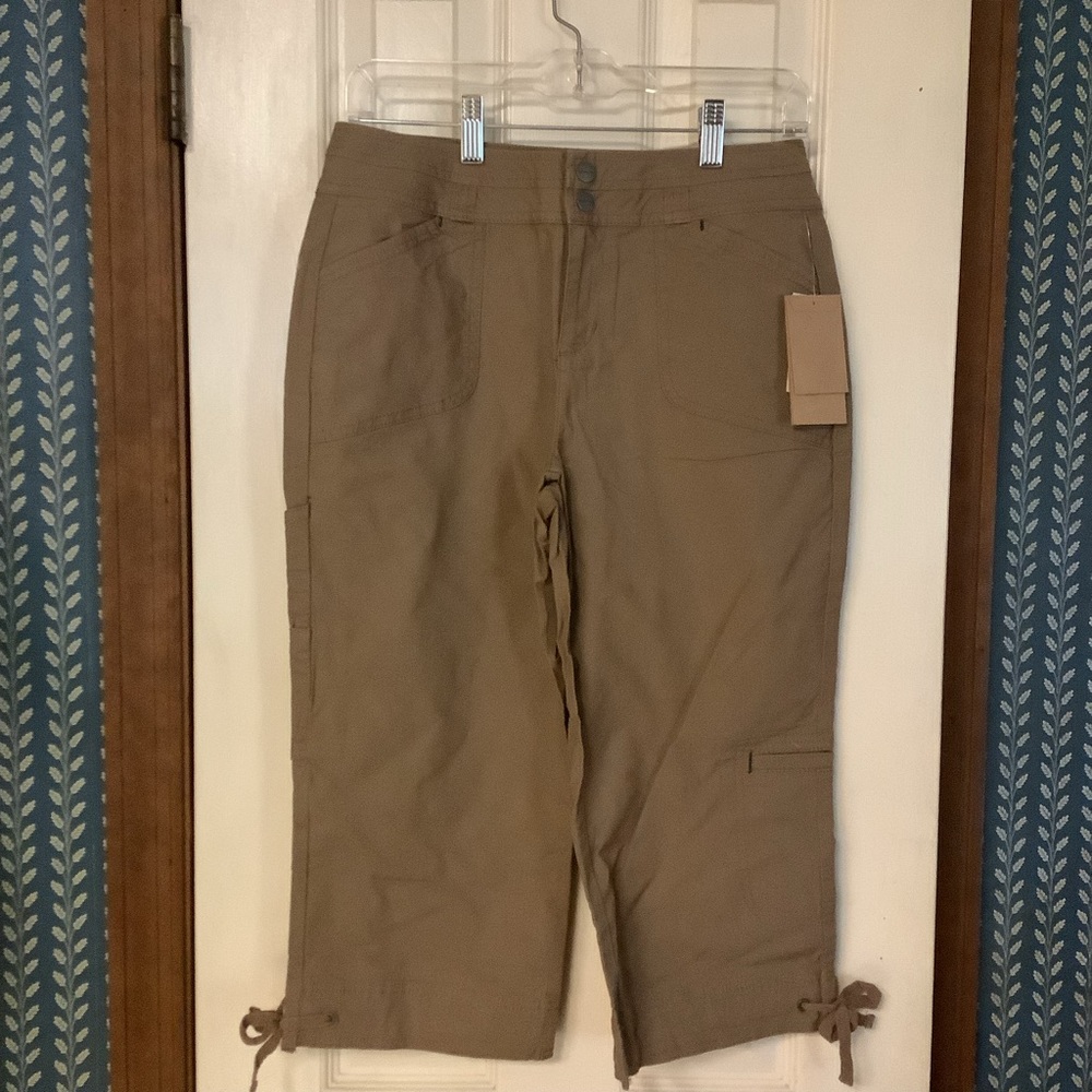 Coldwater Creek Stretch Poplin Crop Pants Brown Size 4P New
